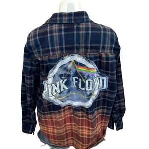 Pink Floyd Plaid Flannel Shirt MEDIUM Oversize Unique Dark Side of the Moon